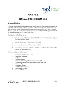 Normal Course Issuer Bids