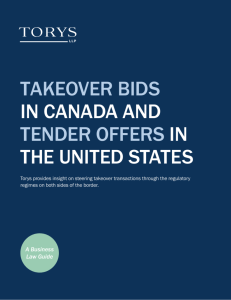 Takeover Bids in Canada and Tender Offers in the United