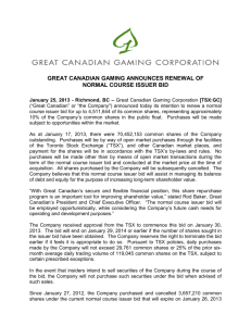 great canadian gaming announces renewal of normal course issuer