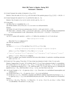 Math 306 Topics in Algebra, Spring 2013 Homework 1 Solutions