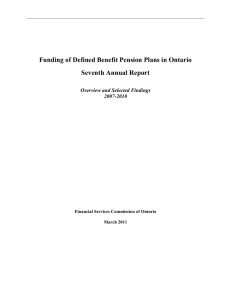 Funding of Defined Benefit Pension Plans in Ontario Seventh