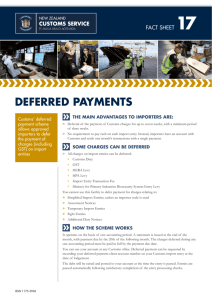 deferred payments - New Zealand Customs Service