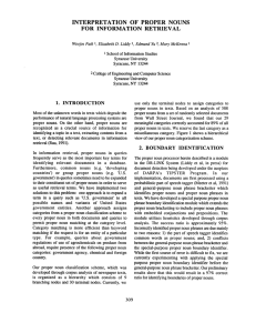 interpretation of proper nouns for information retrieval