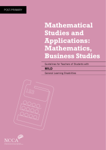 Mathematical Studies and Applications: Mathematics, Business