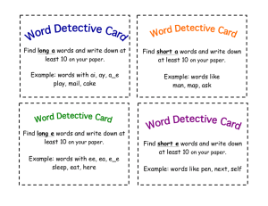 Word detective task cards