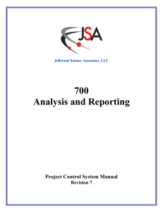 700 Analysis and Reporting