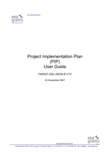 Project Implementation Plan (PIP) User Guide