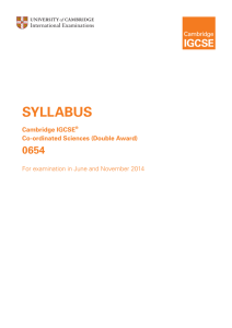 IGCSE Co-ordinated Science 2014 Syllabus