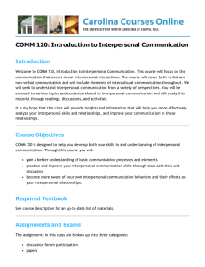 COMM 120: Introduction to Interpersonal Communication