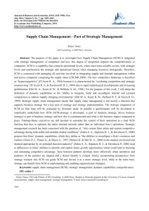 Supply Chain Management—Part of Strategic Management