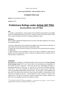 Preliminary Rulings under Article 267 TFEU