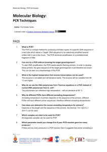 PCR TECHNIQUES: COURSE CONTENT