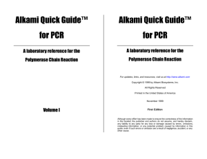 Alkami Quick Guide™ for PCR Alkami Quick Guide™ for PCR