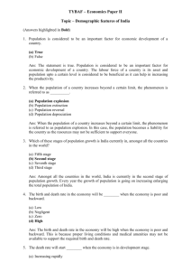 TYBAF – Economics Paper II Topic – Demographic features of India