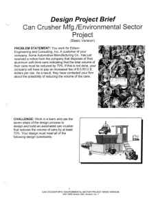 Design Project Brief Can Crusher Mfg./Environmental Sector Project