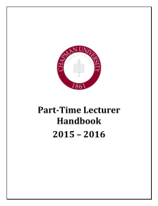 Part-Time Lecturer Handbook 2015 – 2016