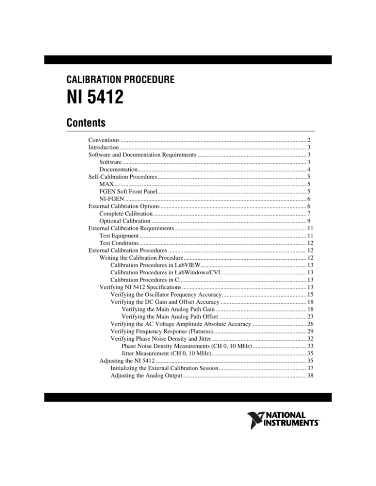 NI 5412 Calibration Procedure