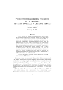 production-possibility frontier with variable returns to scale. a