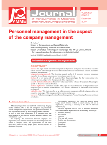Personnel management in the aspect of the company management