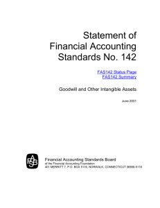 FAS 142 - Goodwill and Other Intangible Assets