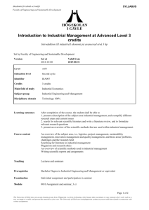 Introduction to Industrial Management at Advanced Level 3 credits