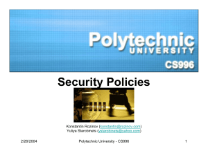 Security Policy - Information Systems and Internet Security