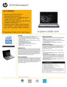 HP G70-250US Notebook PC - Datasheet
