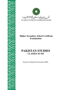 PAKISTAN STUDIES - Examination Board