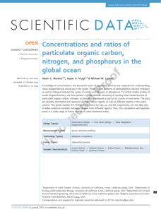 Concentrations and ratios of particulate organic carbon, nitrogen