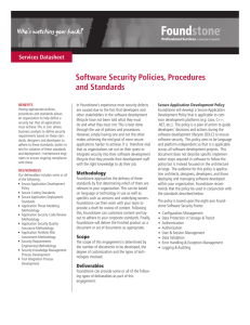 Software Security Policies, Procedures and Standards
