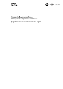 Corporate Governance Code. Principles of Corporate Governance.