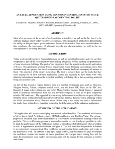 AN EXCEL APPLICATION USING MSN MONEYCENTRAL