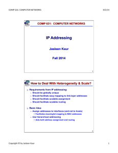 IP Addressing - the UNC Department of Computer Science