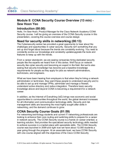 Module 8: CCNA Security Course Overview (13 min)