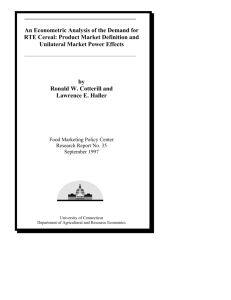 An Econometric Analysis of the Demand for RTE Cereal