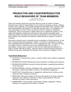 PRODUCTIVE AND COUNTERPRODUCTIVE ROLE BEHAVIORS