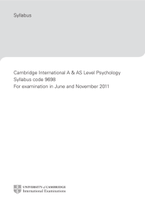 Syllabus Cambridge International A & AS Level Psychology