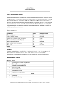 AB3601/AB311 Strategic Management Course Description a
