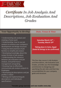 Certificate In Job Analysis And Descriptions, Job Evaluation And