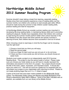 Grade 8 Summer Reading 2012