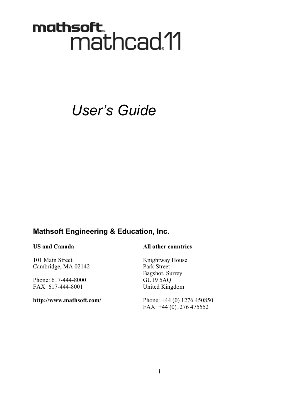 Mathcad Users Guide Book