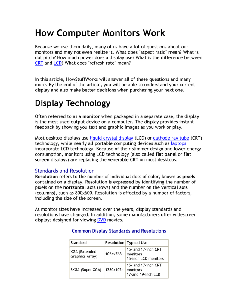 How Computer Monitors Work