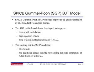 SPICE Gummel-Poon (SGP) BJT Model