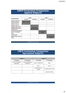 CBCP Curriculum Comparison Applied Subjects