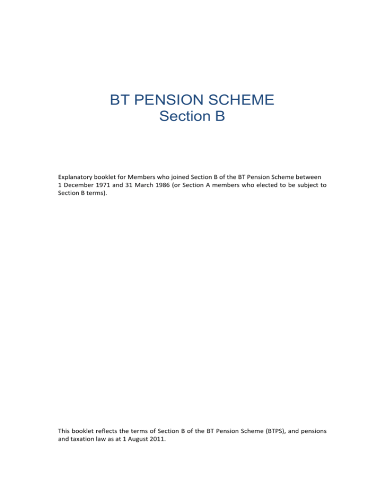 BT PENSION SCHEME Section B