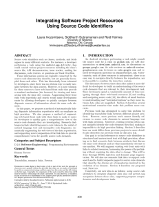 Integrating Software Project Resources Using Source Code Identifiers