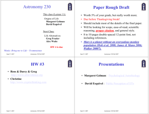 Astronomy 230 Paper Rough Draft HW #3 Presentations