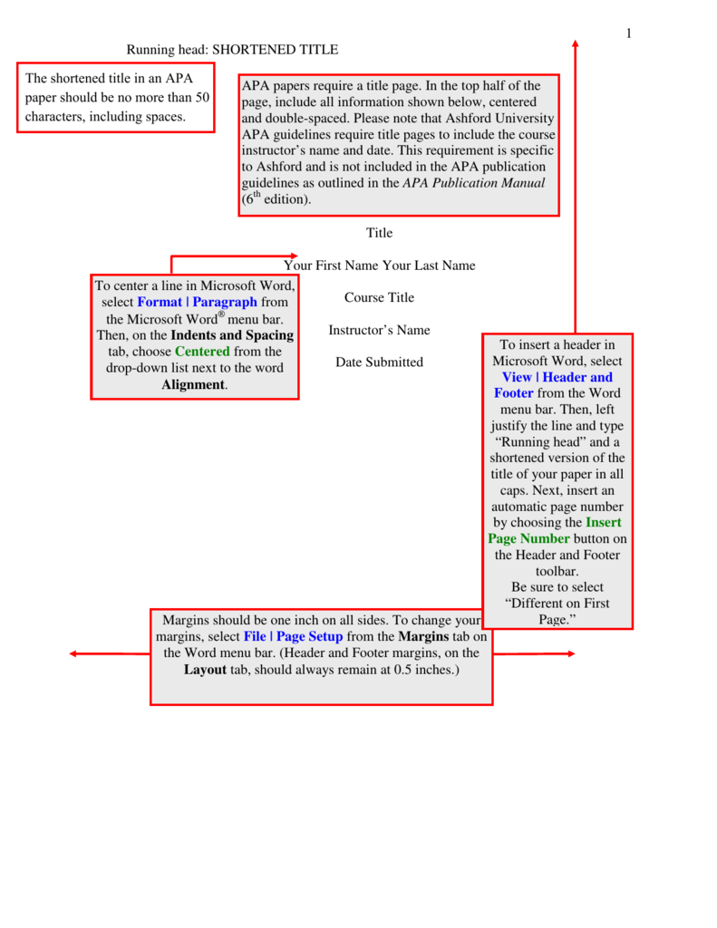 apa format paper with title page