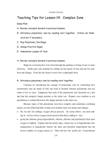 Teaching Tips for Lesson 14: Complex Ions