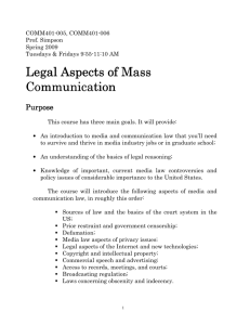 Legal Aspects of Mass Communication Communication